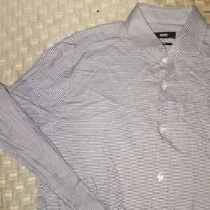Vintage 16 Hugo Boss Cufflinked Slim Fit Checkered Dress Shirt